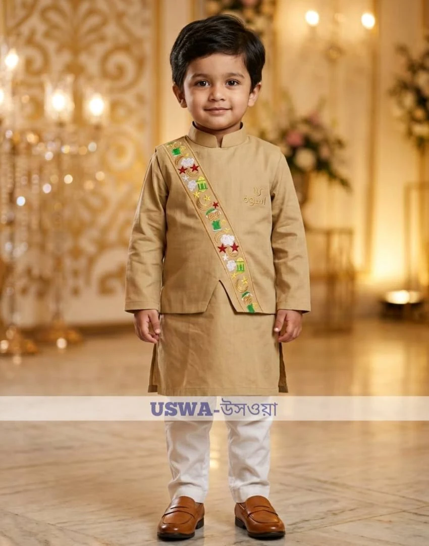 Party embroidery panjabi set - three piece panjabi / kurta/koti set for baby boys